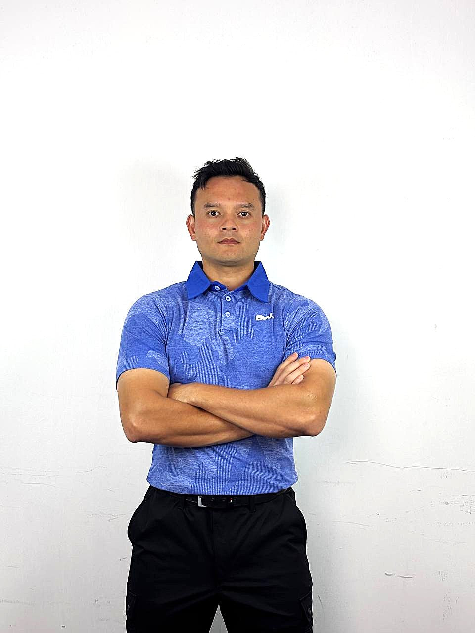 Club Collection Jacquard polo in blue, athletic fit