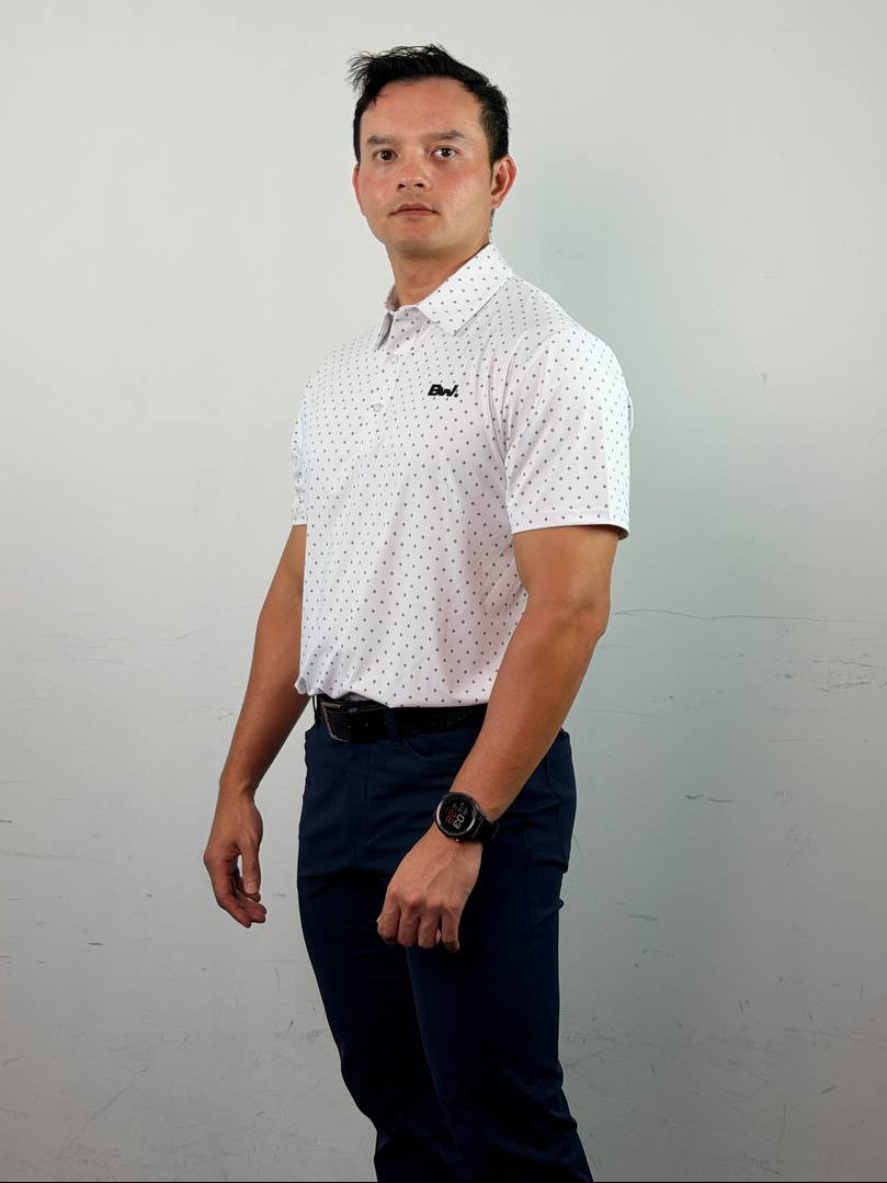 Club Collection - Court Polo (Dotted White)