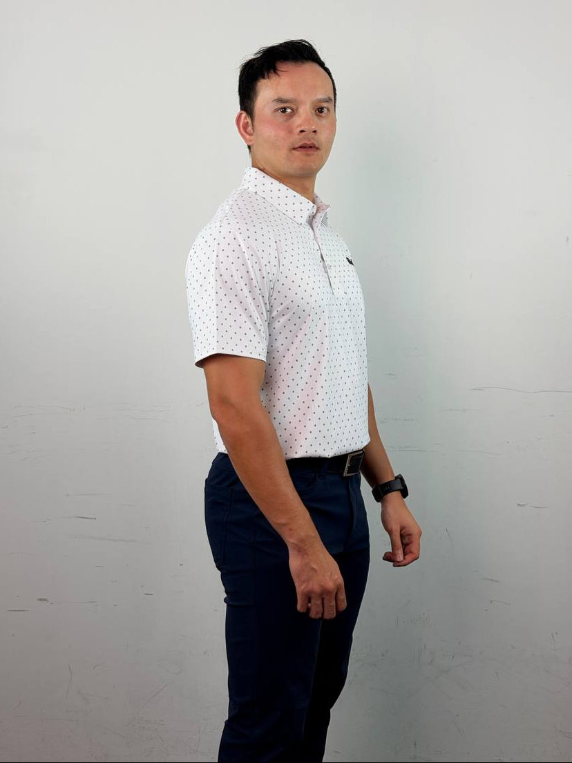 Club Collection - Court Polo (Dotted White)