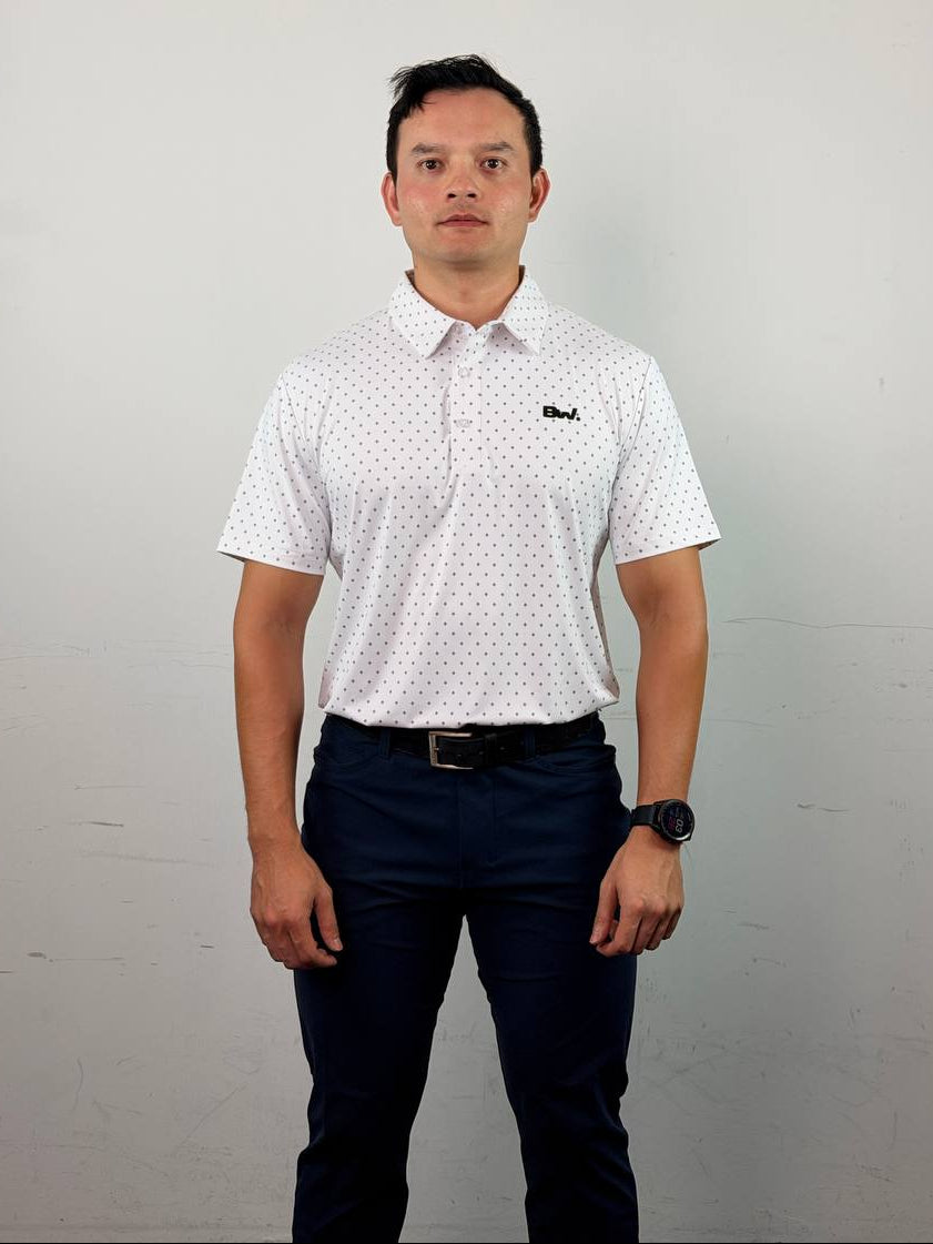 Club Collection - Court Polo (Dotted White)