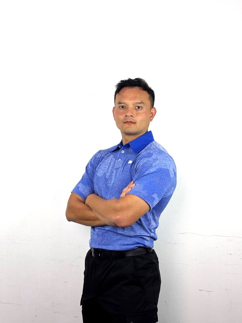 Club Collection Jacquard polo in blue, athletic fit – view 6