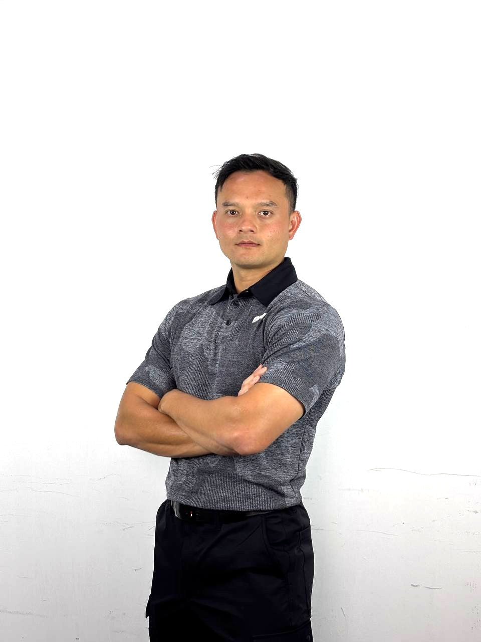 Club Collection Jacquard polo in grey, athletic fit – view 2