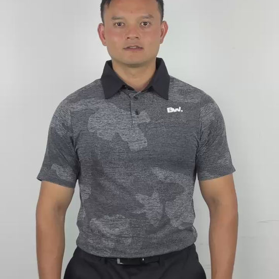 Club Collection Jacquard polo in grey, athletic fit – video